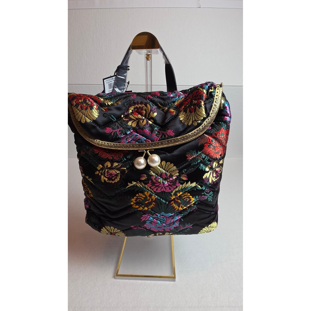 Cleobella Gypset Floral Brocade Quilted Backpack Purse Pearl Kiss Lock NWT